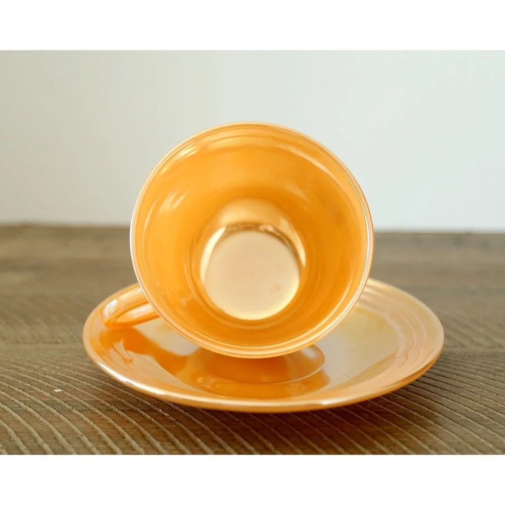 VINTAGE Fire King Peach Luster Ware Cup and Saucer